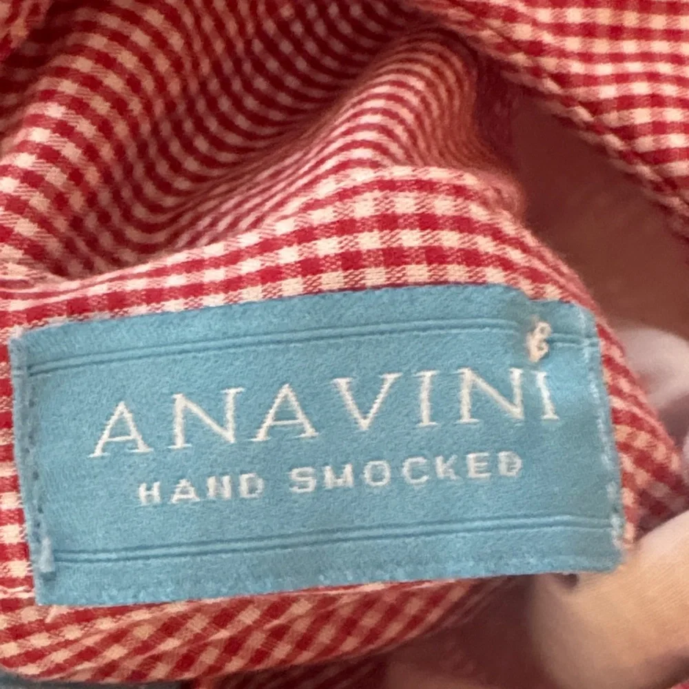 Anavini Red Gingham Smocked Embroidered Elf With Toys Dress New And Never Worn - Picture 2 of 15